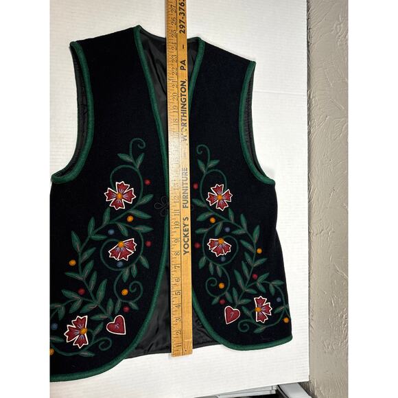 Vintage Handmade Wool Felt Embroidered Patchwork Floral lined Vest Chest 36 - Picture 5 of 6